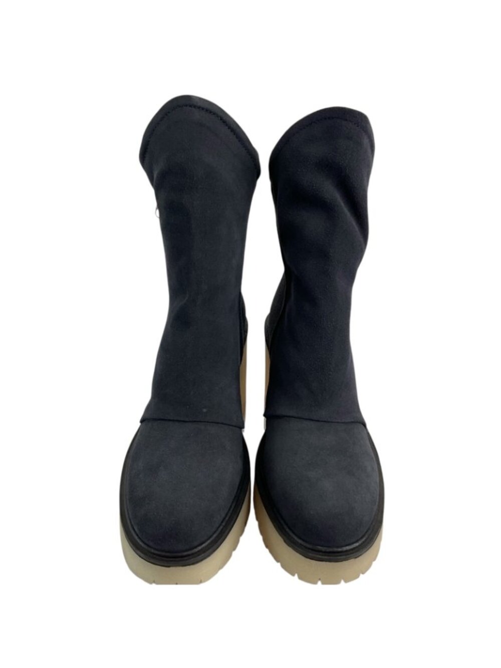 Free People Boots Womens Sz 37.5 Navy Jack Zip Suede Leather Chunk Sole New $198 - Picture 6 of 12
